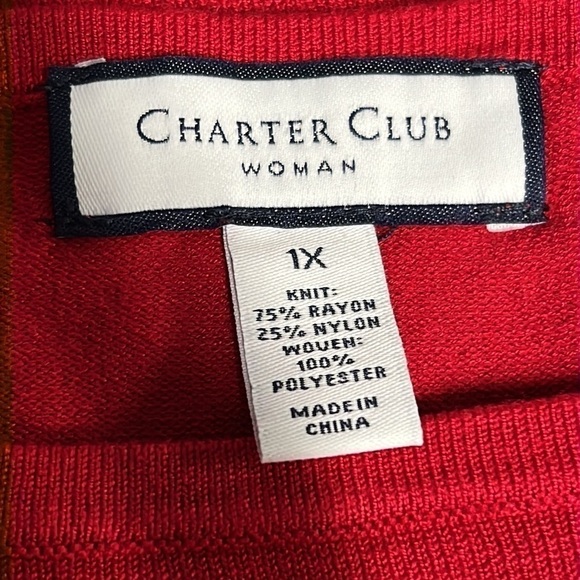 CHARTER CLUB WOMAN RED JEWEL SWEATER Size  1X - Picture 9 of 9